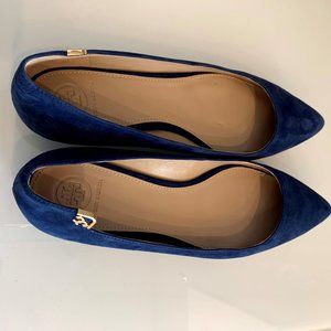 Tory Burch Navy Suede Elizabeth pointy flats